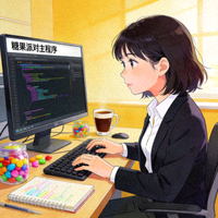 糖果派对主程序王芳 - 一位专注工作的女性程序员